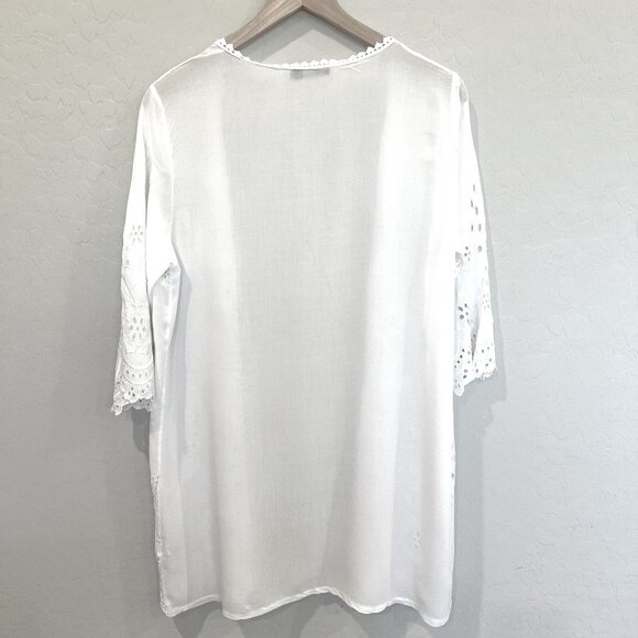M Made In Italy Embroidered Top Swim Coverup White Soft Size Small - Picture 2 of 7